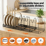 Artiss Expandable Pots and Pans Organizer Rack Cookware Holder Kitchen Cabinet Rack - Top-Down View