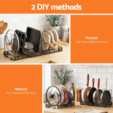 Artiss Expandable Pots and Pans Organizer Rack Cookware Holder Kitchen Cabinet Rack - 45-Degree Angle