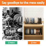 Artiss Expandable Pots and Pans Organizer Rack Cookware Holder Kitchen Cabinet Rack - Close-Up Angle