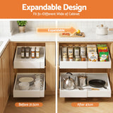 Artiss 2 Pack Pull Out Drawers for Cabinets Expandable Cabinet Organizer White - Top-Down View