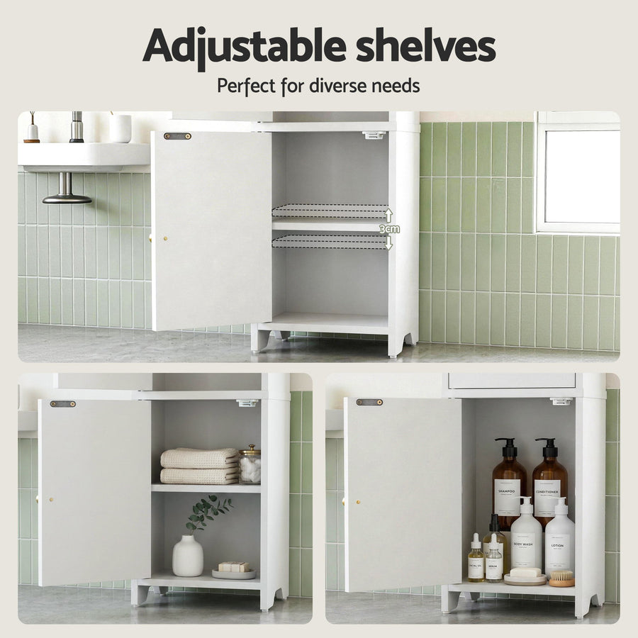 Artiss Bathroom Storage Cabinet 2-Tier Slim Toilet Organizer Adjustable White, image 6