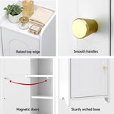 Artiss Bathroom Storage Cabinet 2-Tier Slim Toilet Organizer Adjustable White - Close-Up Angle