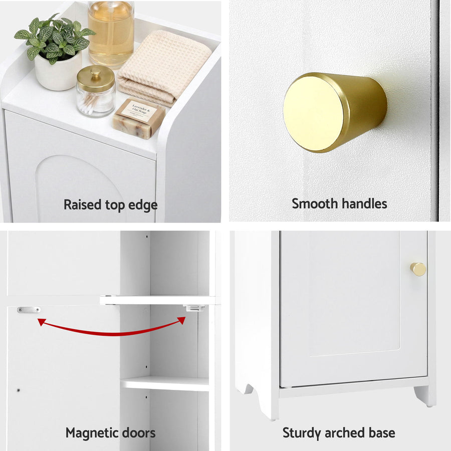 Artiss Bathroom Storage Cabinet 2-Tier Slim Toilet Organizer Adjustable White, image 7