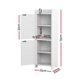 Artiss 2x Bathroom Storage Cabinet 2-Tier Slim Toilet Organizer Adjustable White - Side View