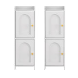 Artiss 2x Bathroom Storage Cabinet 2-Tier Slim Toilet Organizer Adjustable White - Top-Down View