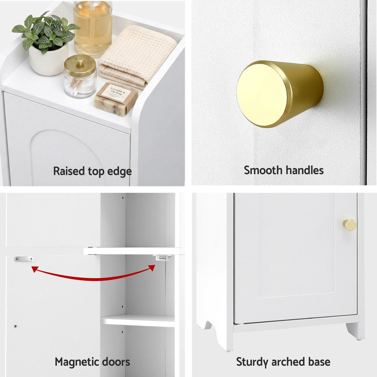 Artiss 2x Bathroom Storage Cabinet 2-Tier Slim Toilet Organizer Adjustable White