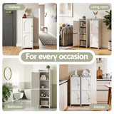Artiss 2x Bathroom Storage Cabinet 2-Tier Slim Toilet Organizer Adjustable White - Low Angle