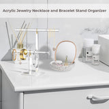 Fashyni Acrylic Jewelry Necklace and Bracelet Stand Organizer - Front View