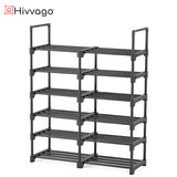 Hivvago 6 Tiers Shoe Rack Storage Organizer Shelf Adjustable Space Saver - Front View