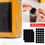 Hivvago 12 Pack Glass Spice Jar Set 120ml Airtight Square Jars with Shaker Lids Labels Funnel and Brush - Low Angle