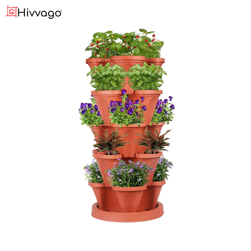 Hivvago 5-Tier Vertical Garden Planter – Stackable Indoor/Outdoor Pot with Base