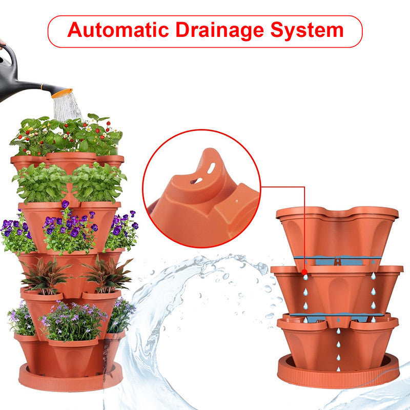 Hivvago 5-Tier Vertical Garden Planter – Stackable Indoor/Outdoor Pot with Base