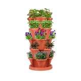 Hivvago 5-Tier Vertical Garden Planter – Stackable Indoor/Outdoor Pot with Base - Close-Up Angle