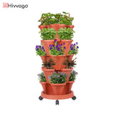 Hivvago 5-Tier Vertical Garden Planter – Stackable Indoor/Outdoor Pot with Wheel Base
