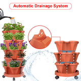 Hivvago 5-Tier Vertical Garden Planter – Stackable Indoor/Outdoor Pot with Wheel Base - Front View