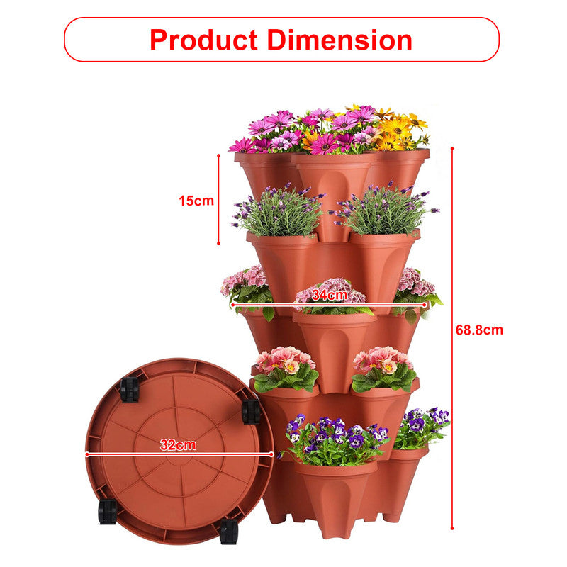 Hivvago 5-Tier Vertical Garden Planter – Stackable Indoor/Outdoor Pot with Wheel Base