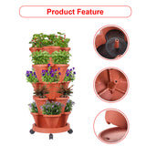 Hivvago 5-Tier Vertical Garden Planter – Stackable Indoor/Outdoor Pot with Wheel Base - 45-Degree Angle
