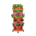 Hivvago 5-Tier Vertical Garden Planter – Stackable Indoor/Outdoor Pot with Wheel Base