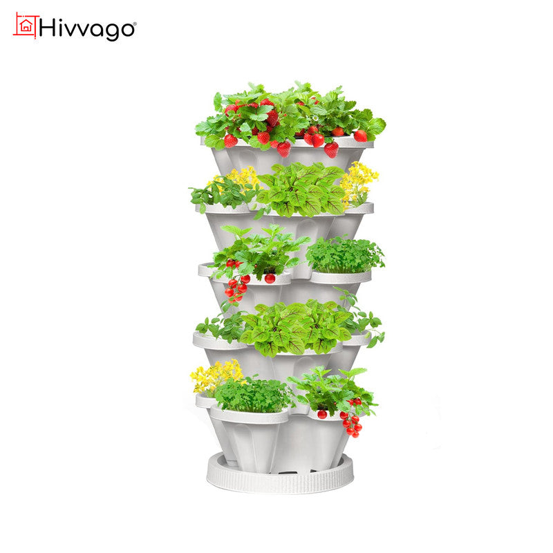 Hivvago 5-Tier Vertical Garden Planter – Stackable Indoor/Outdoor Pot with Base