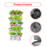 Hivvago 5-Tier Vertical Garden Planter – Stackable Indoor/Outdoor Pot with Base - Close-Up Angle
