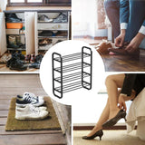 Hivvago 4-Layer Shoe Rack ??Compact Steel Frame Organizer for Entryway, Black - Front View