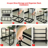 Hivvago 4-Layer Shoe Rack ??Compact Steel Frame Organizer for Entryway, Black