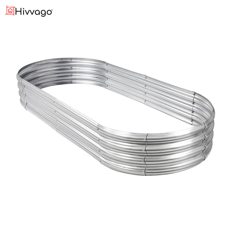 Hivvago Raised Garden Bed ??Galvanized Steel Planter Box with Open Base, Silver