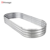 Hivvago Raised Garden Bed ??Galvanized Steel Planter Box with Open Base, Silver