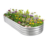 Hivvago Raised Garden Bed – Galvanized Steel Planter Box with Open Base, Silver - Front View