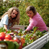 Hivvago Raised Garden Bed – Galvanized Steel Planter Box with Open Base, Silver - Top-Down View