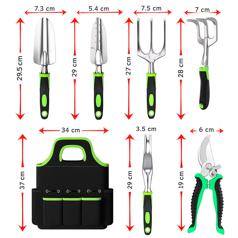 Hivvago 8-Piece Stainless Steel Garden Tool Set with Tote & Gloves