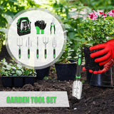 Hivvago 8-Piece Stainless Steel Garden Tool Set with Tote & Gloves - Side View