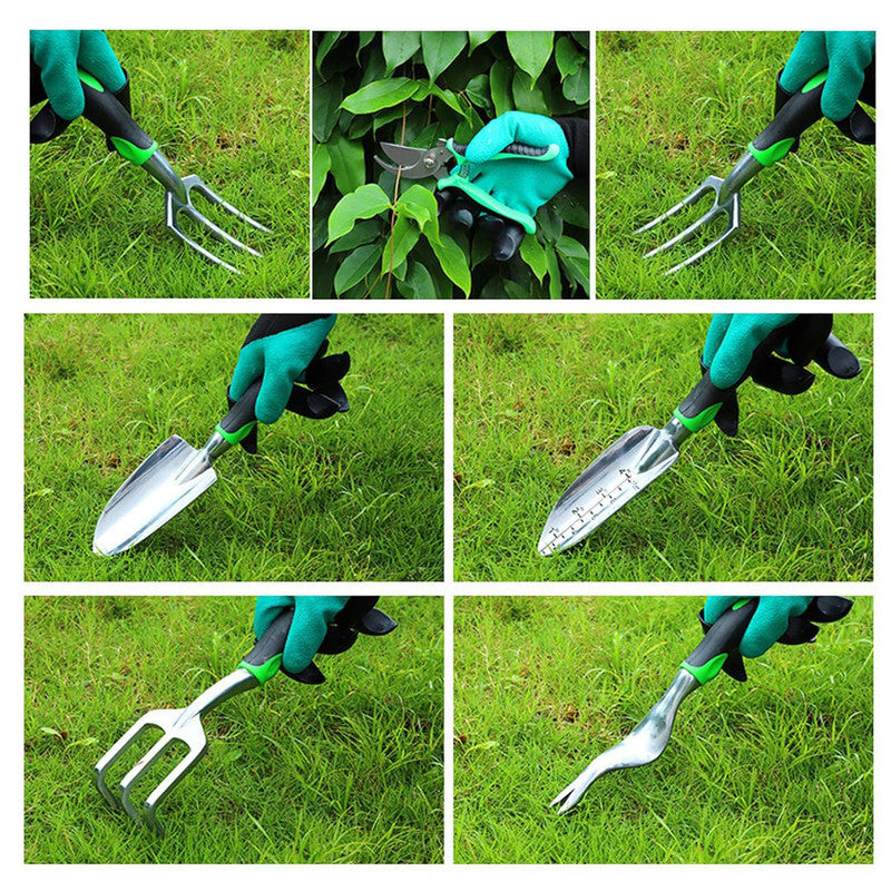 Hivvago 8-Piece Stainless Steel Garden Tool Set with Tote & Gloves