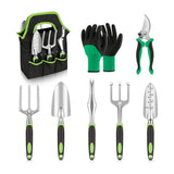 Hivvago 8-Piece Stainless Steel Garden Tool Set with Tote & Gloves - Rear View