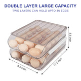 Hivvago 2 Layers Automatic Rolling Clear Egg Refrigerator Organizer with Lid - Side View