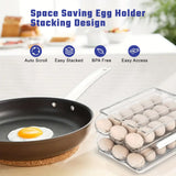 Hivvago 2 Layers Automatic Rolling Clear Egg Refrigerator Organizer with Lid - Rear View