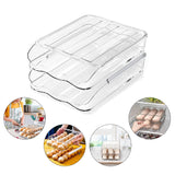 Hivvago 2 Layers Automatic Rolling Clear Egg Refrigerator Organizer with Lid - Close-Up Angle