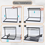 Hivvago 2-Tier Pull-Out Under Sink Organizer Storage Shelf For Kitchen - Rear View