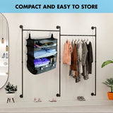 Vagooz Foldable 3 Shelf Travel Camping Organizer with Hook - Rear View