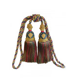Multi Coloured Double Tassel Curtain Tieback - Front View