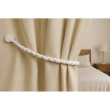 Magnetic weaved rope tieback Off White - Side View