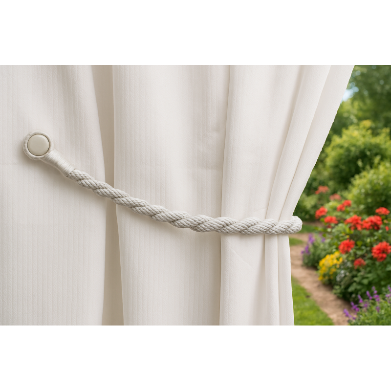 Magnetic weaved rope tieback Beige