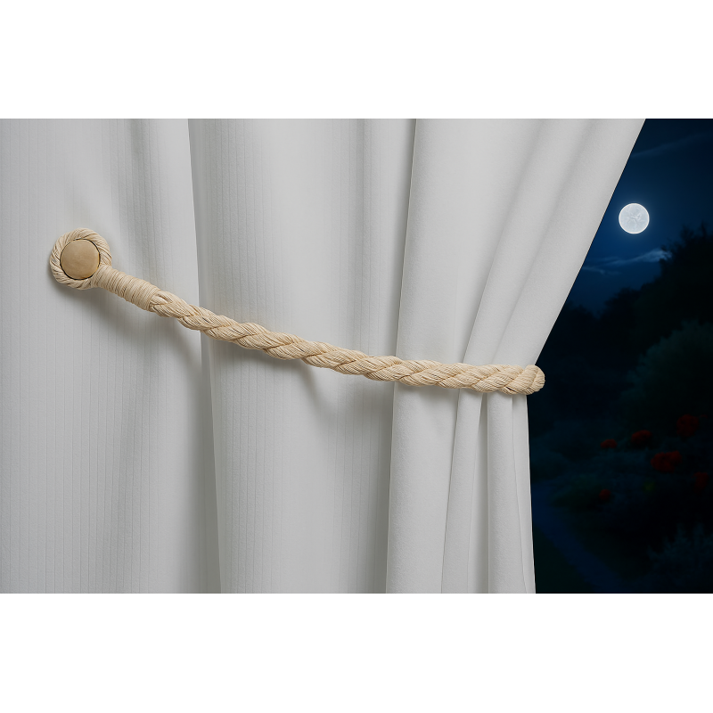 Magnetic weaved rope tieback Linen