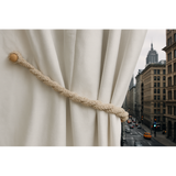 Magnetic weaved rope tieback Linen - Side View