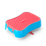 4-in-1 Slow Feeder Dog Bowl - Blue Bowl and Warm Ocean Red Lickmat - Top-Down View