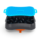 4-in-1 Slow Feeder Dog Bowl - Dark Grey Bowl with Blue Lickmat - Side View
