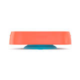 4-in-1 Slow Feeder Dog Bowl - Warm Ocean Red Bowl with Teal Lickmat - Top-Down View