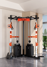 SmartFit C1 Max Multi Functional Cable Crossover Station 140kgs Pin Loaded  Machine  + Multi Func Bench+7Ft Olympic Barbell + 100kgs Weights - Rear View