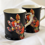 Midnight Safari Giraffe Mug Set of 2| Bold Animal Print Drinkware - Front View