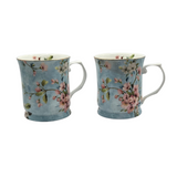 Peach Blossom Fine Bone China Tea Set for 2 - 5-Piece Floral Set - Side View